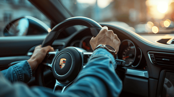 Handen correct aan het stuur voor een juiste zithouding in de auto.